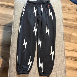 Aviator Nation Bolt Repeat Sweatpants Charcoal White Bolts Women’s Small